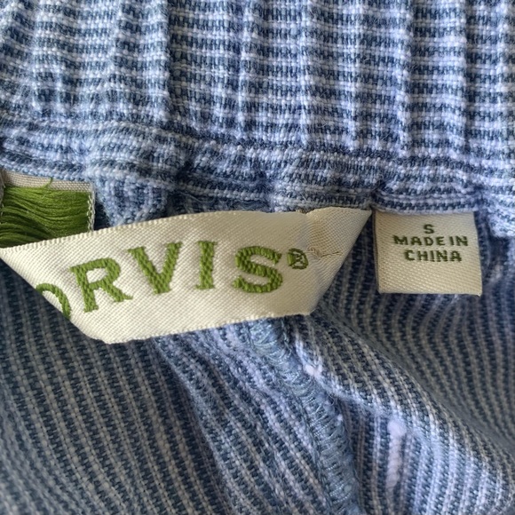 •Orvis• Shoreline Linen Blue/White Stripe Pants-Sm - Picture 2 of 9